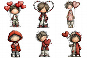Whimsical Valentine Boy Clipart Bund, an Illustration by Daily.Designs (Thumbnail 3 of 7)