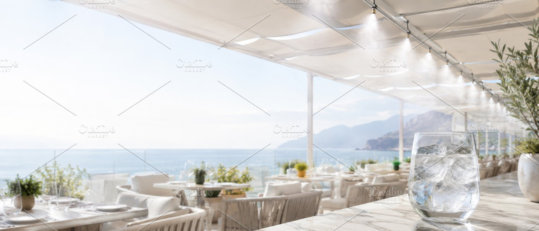 Outdoor beachfront dining area with, a Photo by Dvoevnore photos