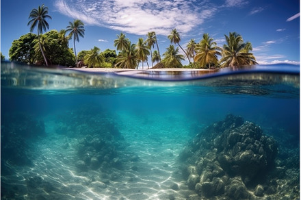 Azure Caribbean sea view. Generate, a Nature Photo by Ylivdesign