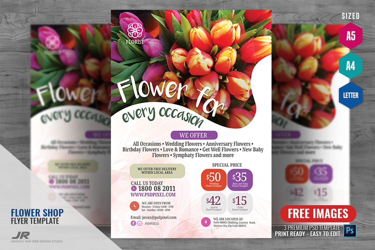 Flower Services Flyer, a Flyer Template by PSDPixel
