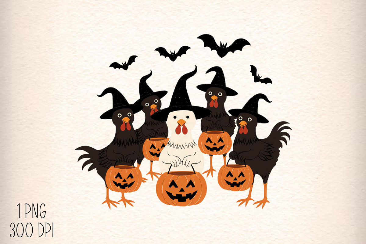 Trick or Treat Chicken PNG, Funny Fa, an Illustration by Daily.Designs (Photo 1 of 5)