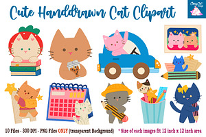 Cute Cat Handdrawn Clipart