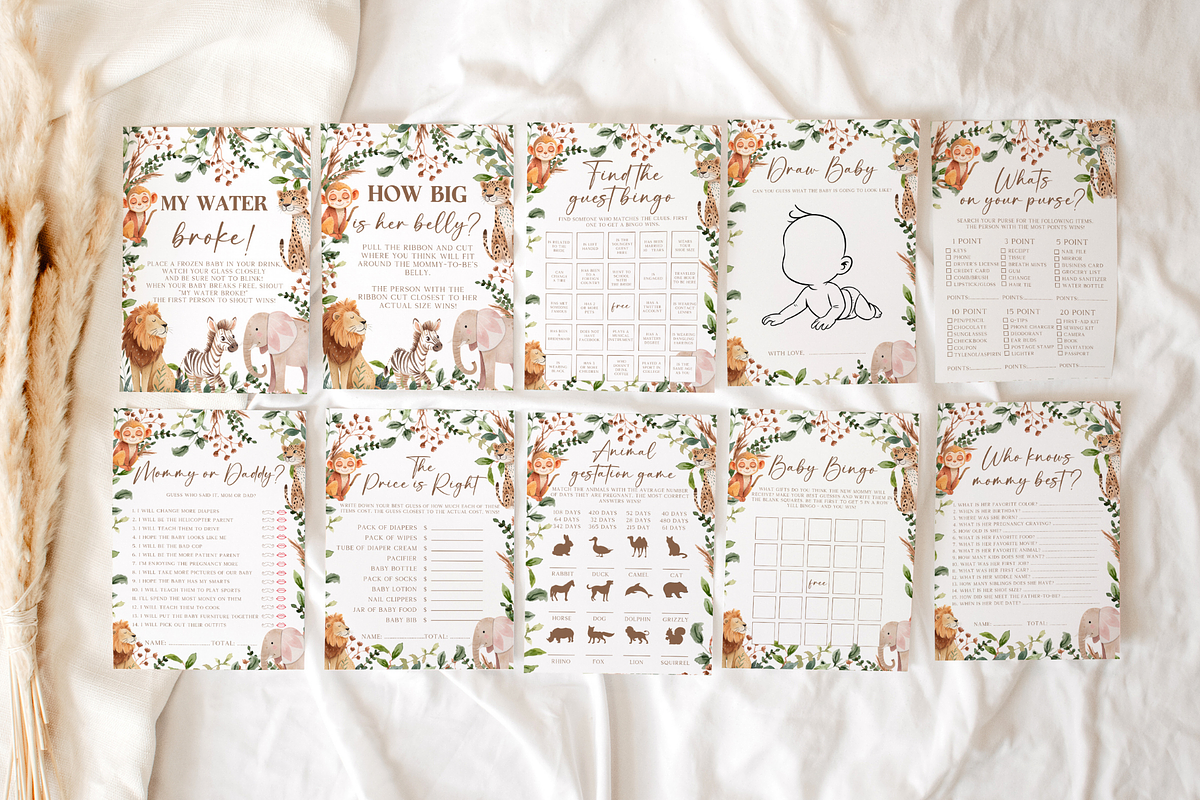 Safari Baby Shower Game Bundle, a Templates & Theme by VeliusCreativeStudio (Photo 6 of 6)