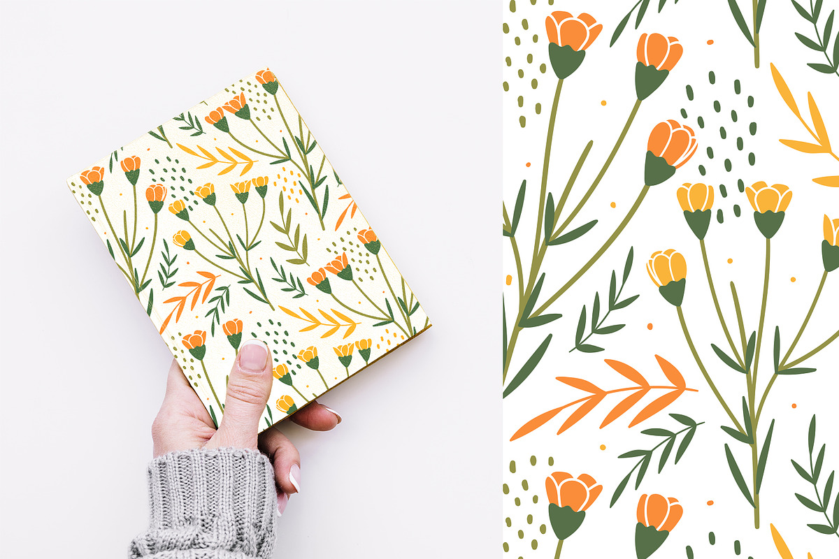 Hand drawn floral seamless patterns, a Pattern Graphic by hanifa_design (Photo 6 of 10)