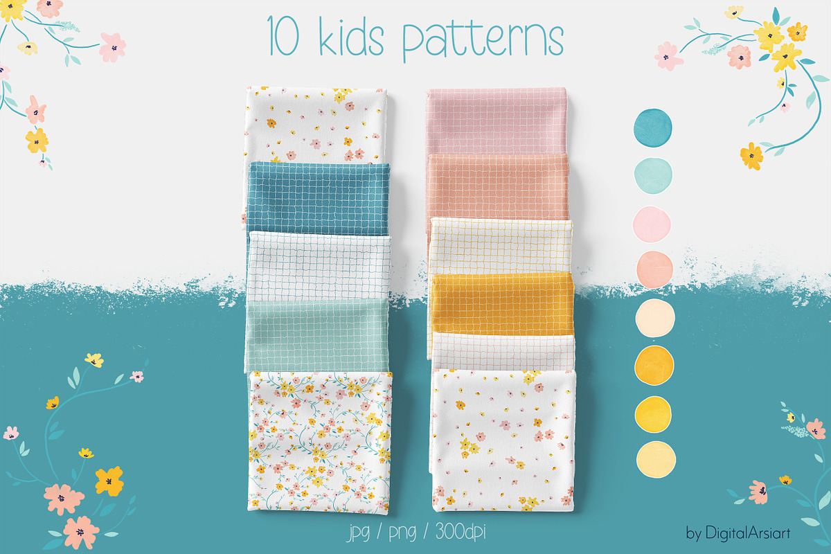 Kids floral seamless pattern checks, a Graphic by DigitalArsiart (Photo 1 of 13)