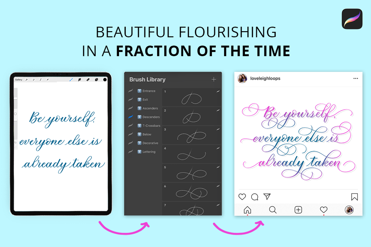 FLOURISH STAMPS FOR PROCREATE, a Brush Add-On by Loveleigh Loops (Photo 3 of 16)