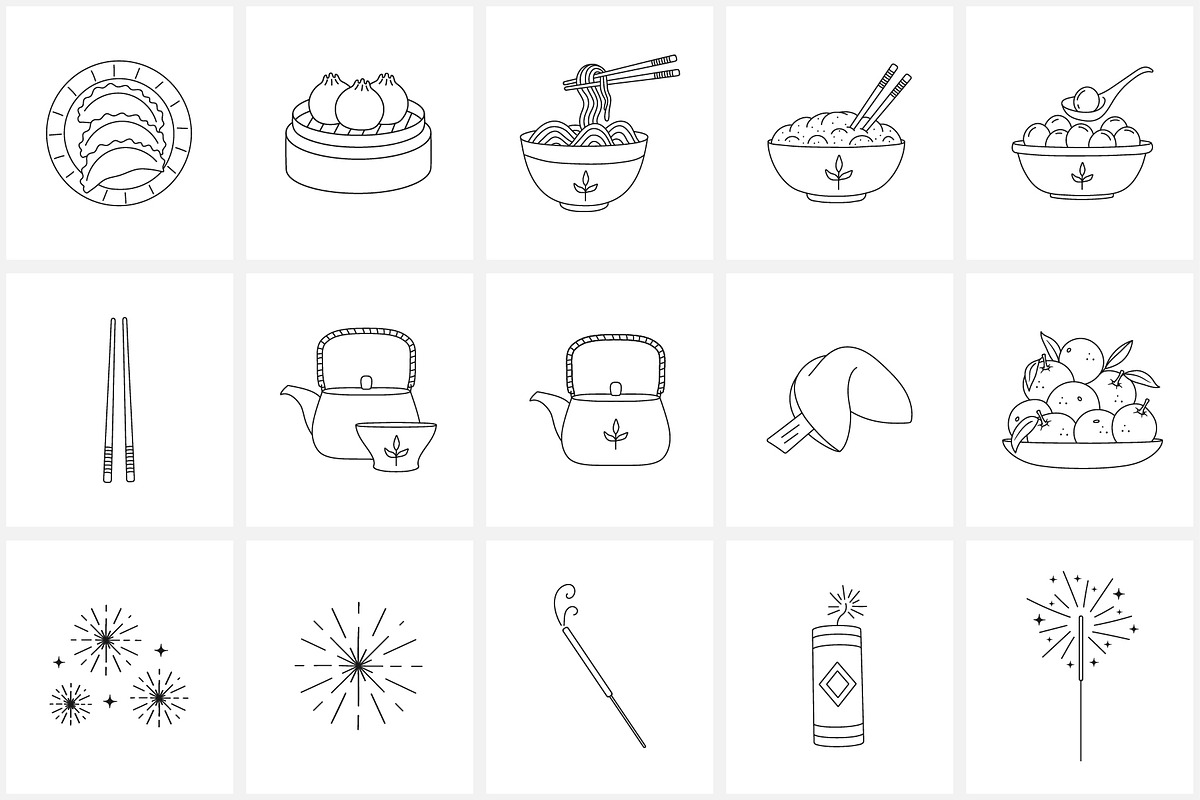 Lunar New Year line icon set, an Outline Icon by NatalieArtShop (Photo 5 of 11)