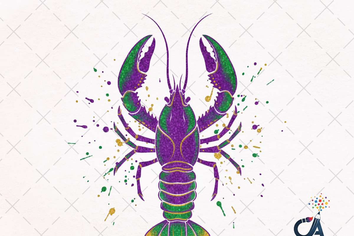 Glitter Mardi Gras Crawfish Png, an Illustration by Creative Art (Photo 1 of 6)