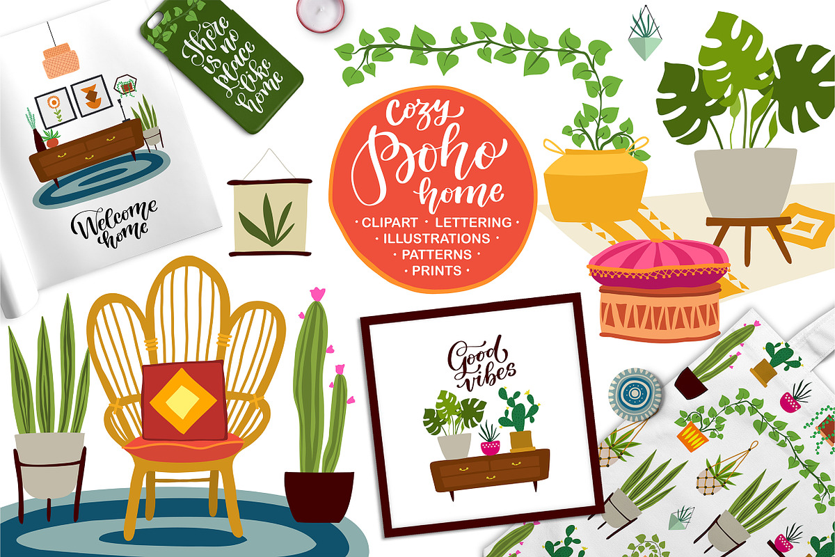 Cozy Boho Home Graphics Set, a Decorative Illustration by Anna Krestiannykova (Photo 1 of 12)