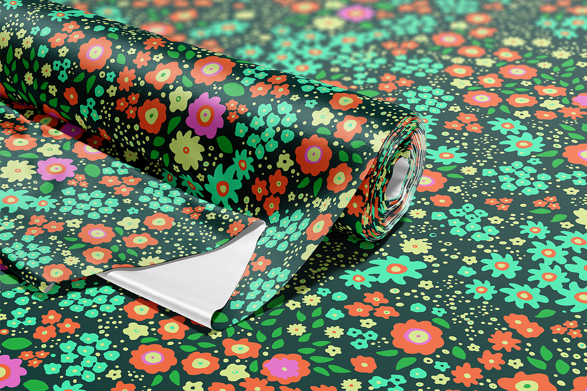 Green Ditsy Flowers, a Pattern Graphic by MalyskaStudio (Photo 4 of 9)