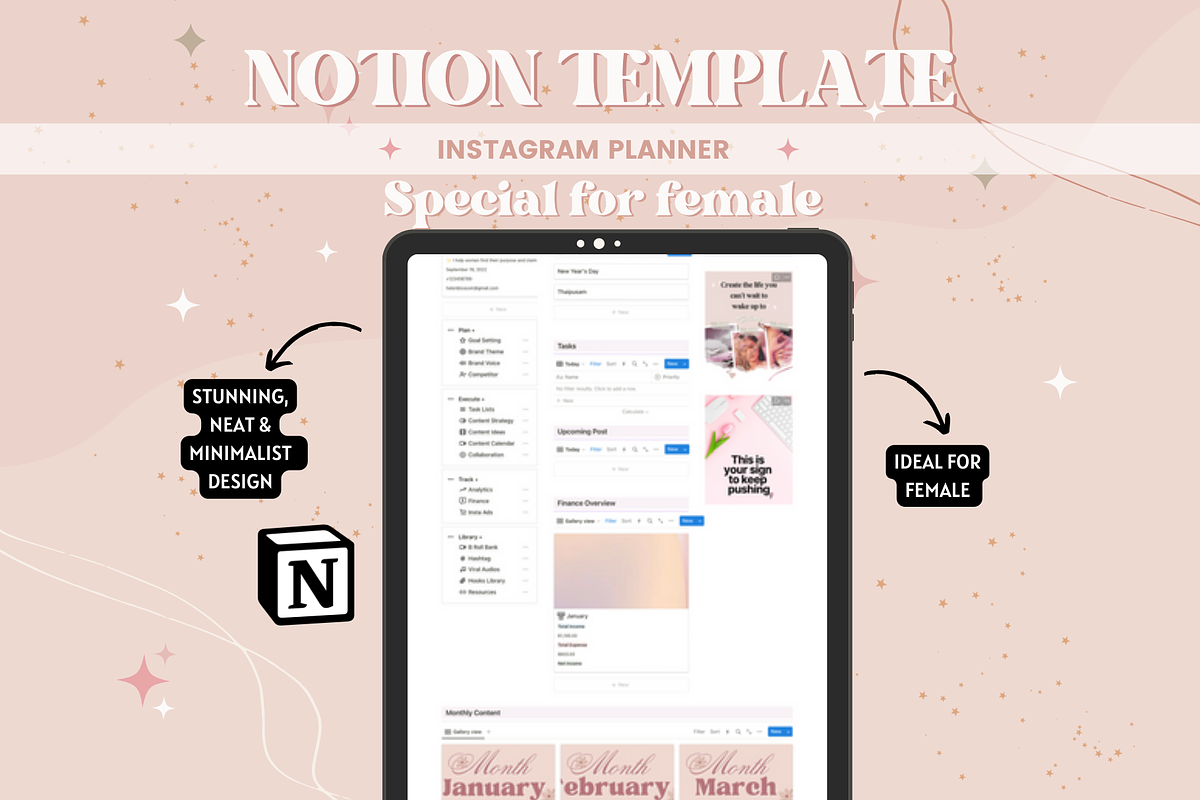 Instagram Planner Notion Template, a Templates & Theme by bellaROSEworkshop (Photo 10 of 10)