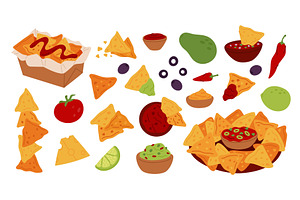 Cartoon nachos. Corn chips, a Food Illustration by YummyBuum