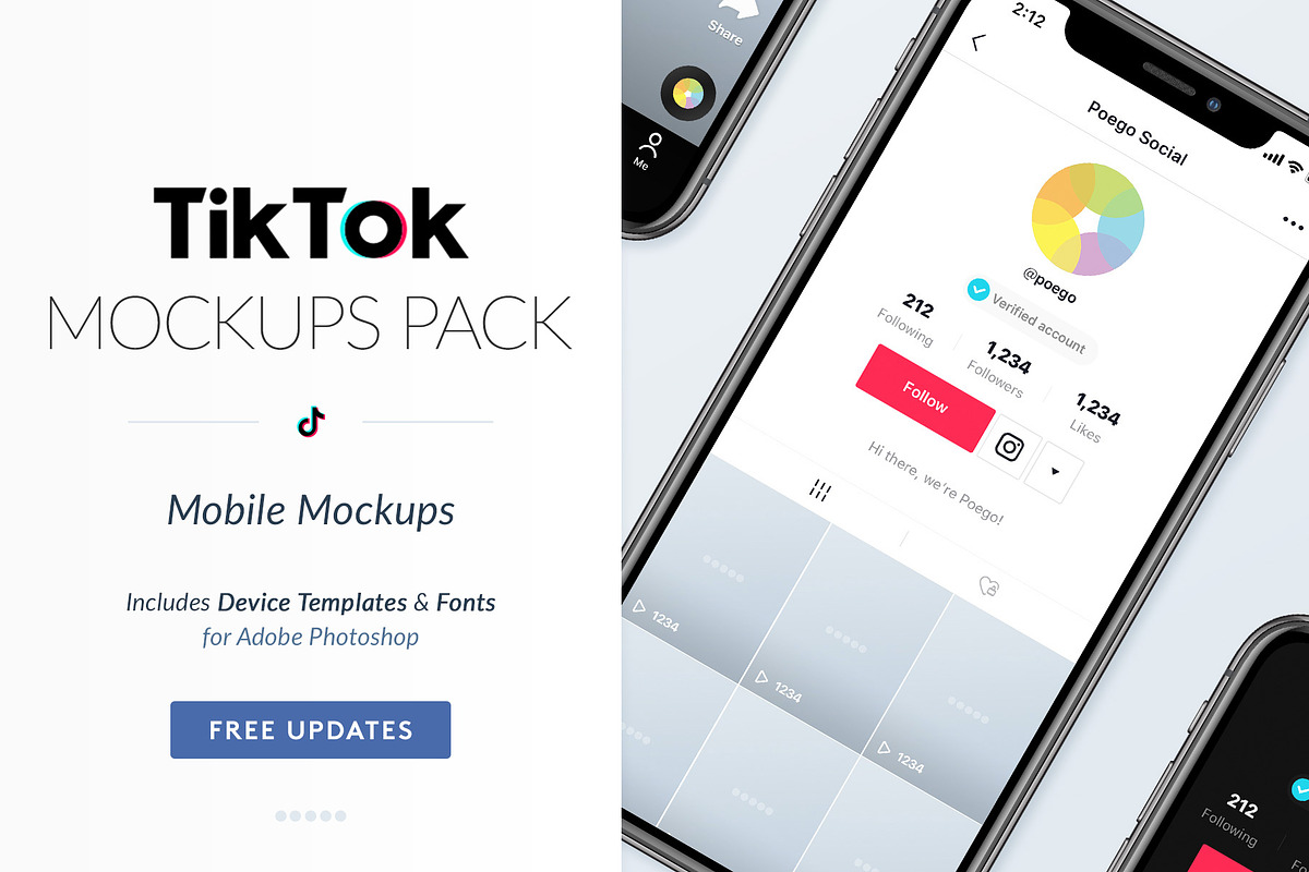 TikTok Mobile Mockups Pack, a Social Media Template by Poego Social (Photo 1 of 6)
