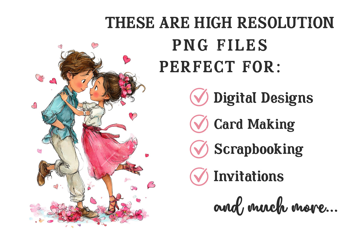 Whimsical Valentine Couple Clipart, an Illustration by OK Design (Photo 4 of 6)