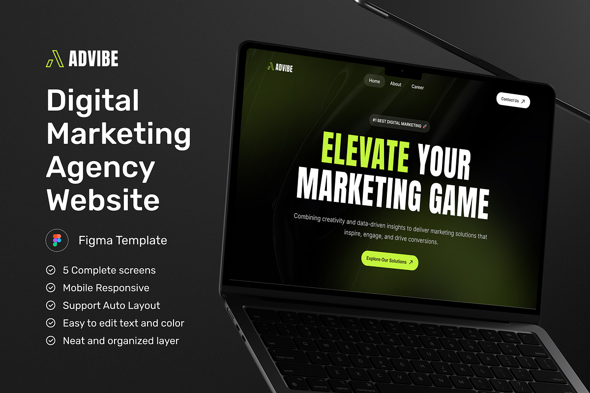 Digital Marketing Agency Website, an UI Kit Template by peterdraw (Photo 1 of 7)
