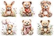 Watercolor Spring Teddy Bear Clipart, an Illustration by DreamPrint404 (Thumbnail 6 of 7)