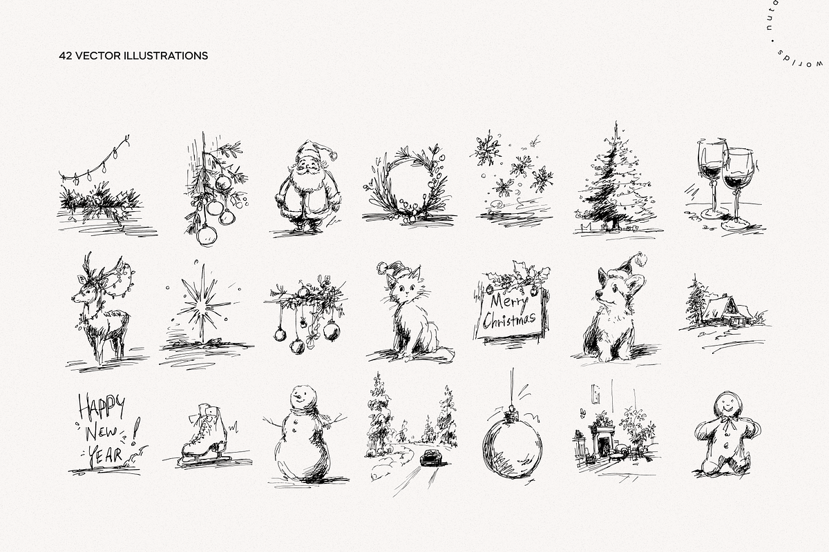 Christmas Sketch Nostalgia Pack, an Object Illustration by Nutalin Art (Photo 3 of 12)
