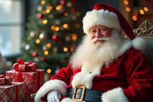 Santa Claus Smiling in Christmas Dec, a Holiday Photo by angellodeco