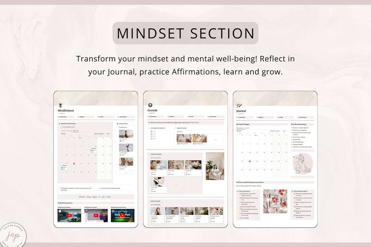 Notion PLR Template Life Planner, a Templates & Theme by Julia On Purpose (Photo 4 of 10)