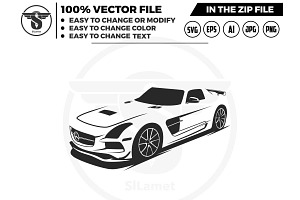 luxury car line art, an Illustration by slLametDesigns