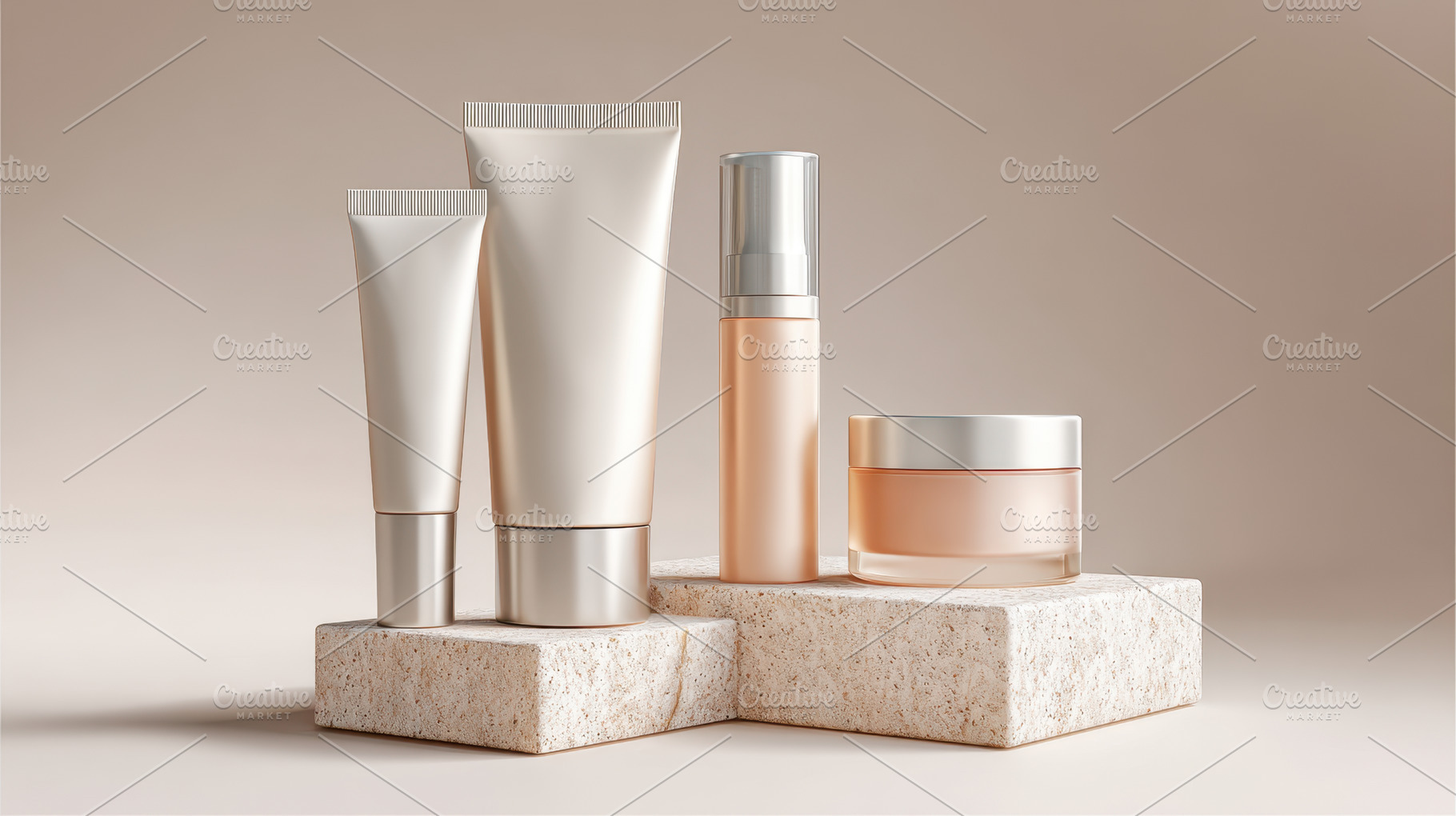 Minimalist skincare product display on stone, a Beauty & Fashion Photo by AlyaAnd