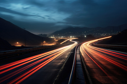 Car light trails on the road at nigh, a Photo by Iftikhar Alam