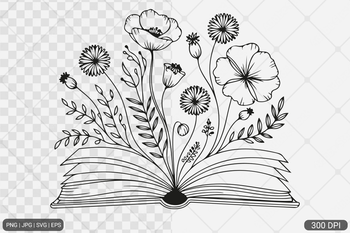 Floral Book SVG PNG Bundle Vol. 1, an Illustration by Actual Pixel (Photo 15 of 29)