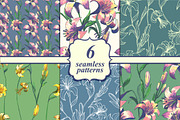 Set of six seamless floral patterns, a Pattern Graphic by Alena Stoyko design (Thumbnail 1 of 4)
