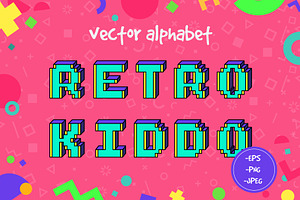 Retro kiddo vector alphabet, a Font by Elena Choo