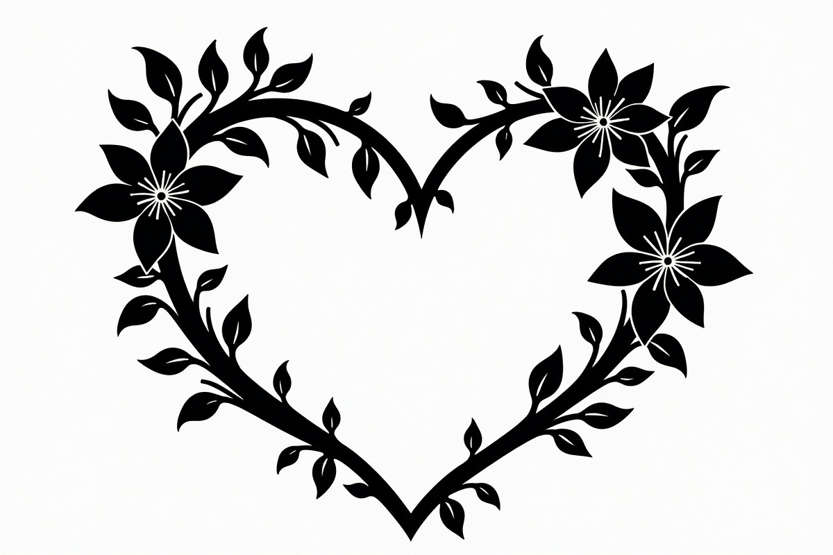 8 Heart Silhouette Floral Frames, an Illustration by hafijul (Photo 3 of 9)