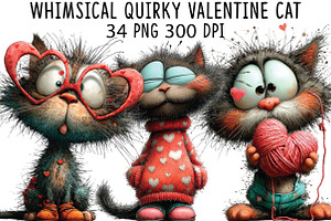 Whimsical Quirky Valentine Cat PNG, an Illustration by CraftArtStudio