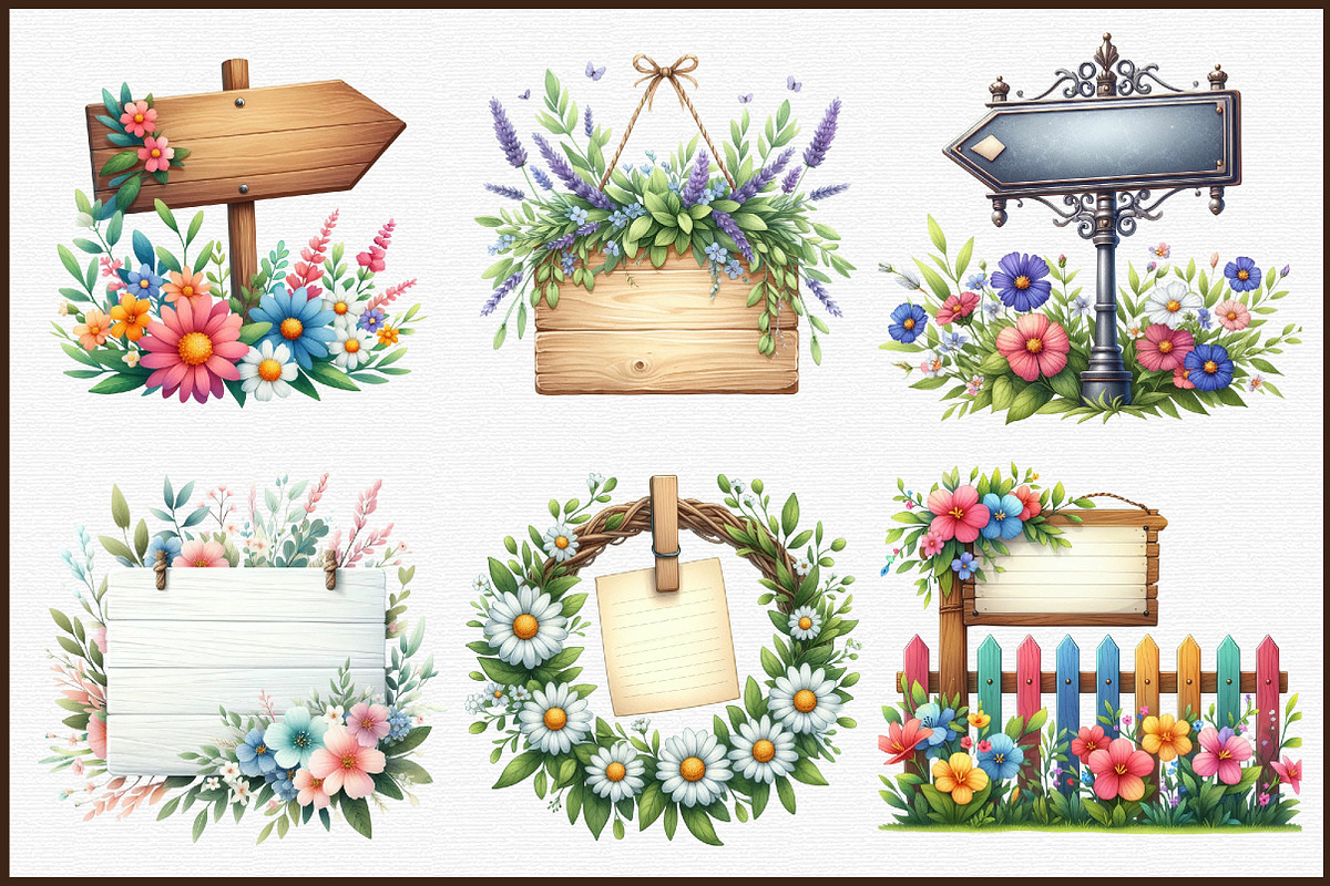 Summer Empty Sign & Wildflowers Clip, an Illustration by Sublimation Artist (Photo 3 of 6)