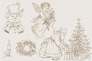 Victorian Line Art Christmas Set, a Decorative Illustration by AlenaVlasko stock Market (Thumbnail 6 of 13)