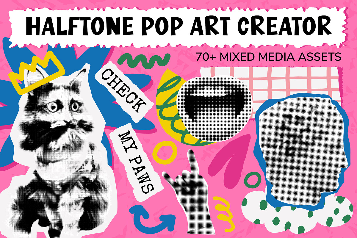 Halftone Mixed Media Collage Kit, an Object Graphic by Le.nart (Photo 1 of 7)