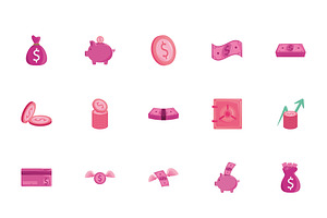Pink Money Illustration Set, a Templates & Theme by studiogstock