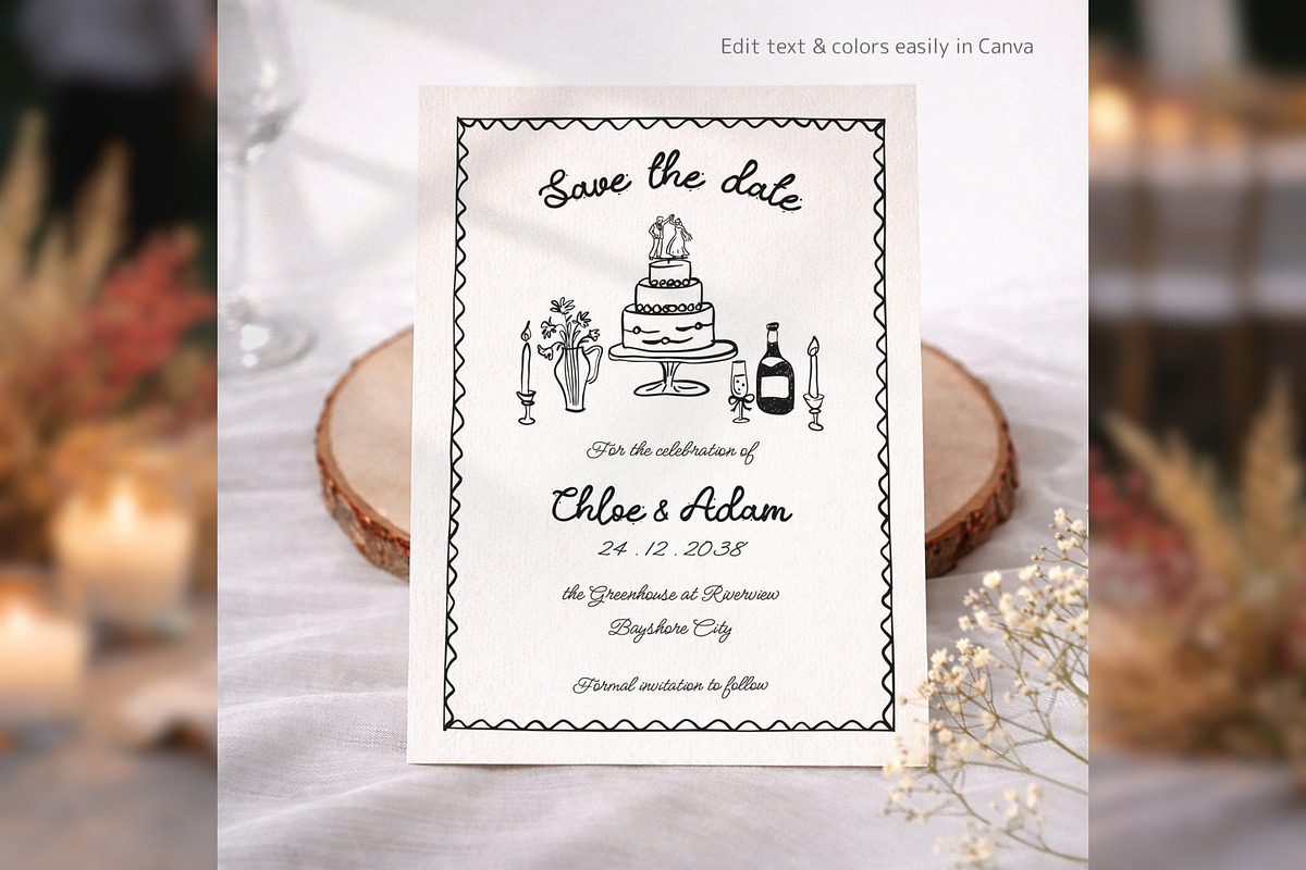 Wedding Save the Date Canva bd003, an Invitation Template by TyphoonStudio (Photo 7 of 9)
