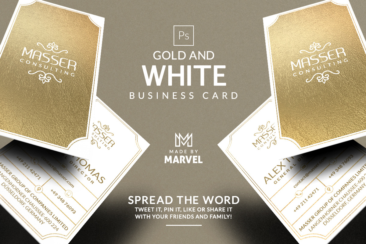 Gold And White Business Card, a Business Card Template by Marvel (Photo 1 of 6)
