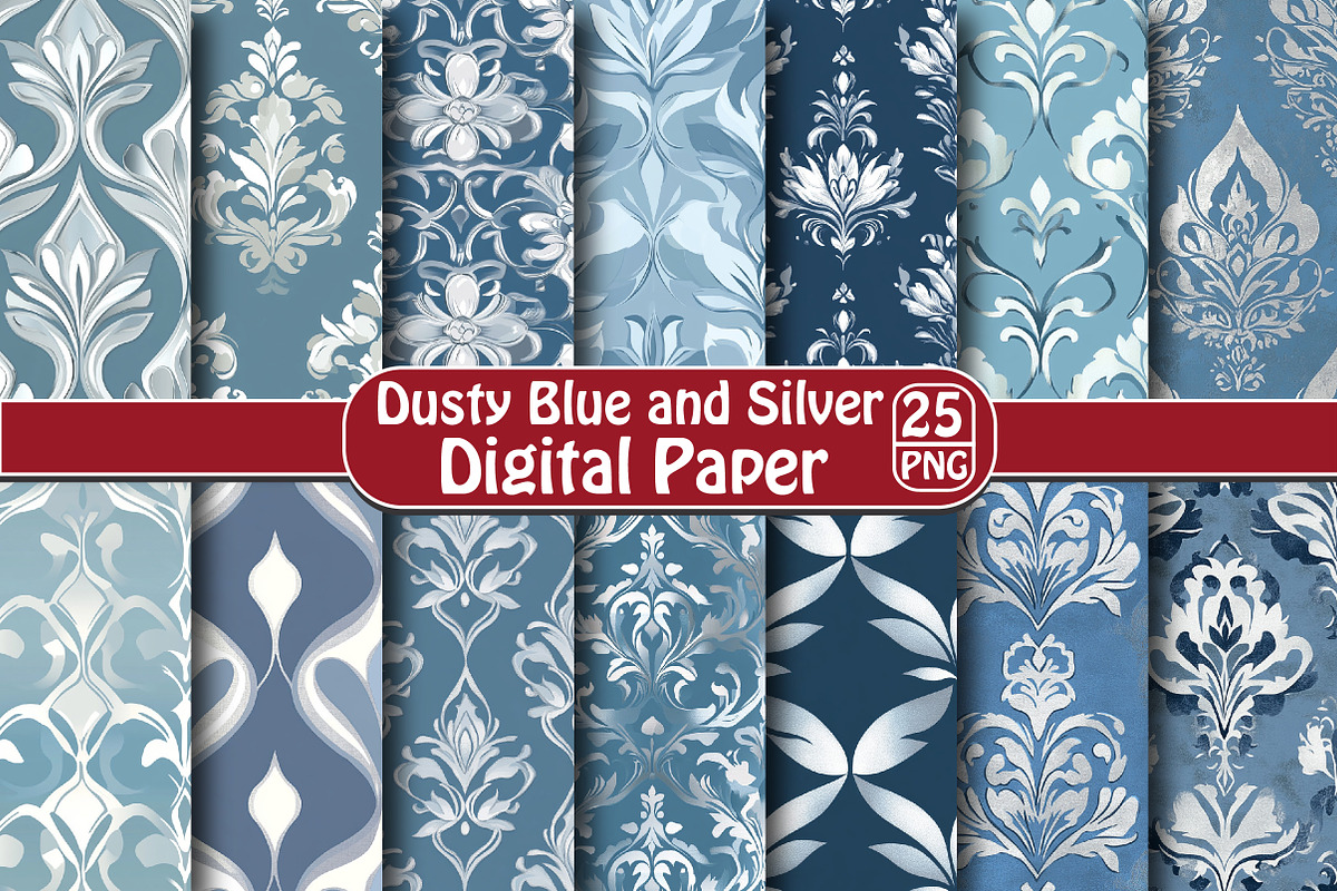 Dusty Blue and Silver Pattern, an Illustration by DreamPrint404 (Photo 1 of 5)
