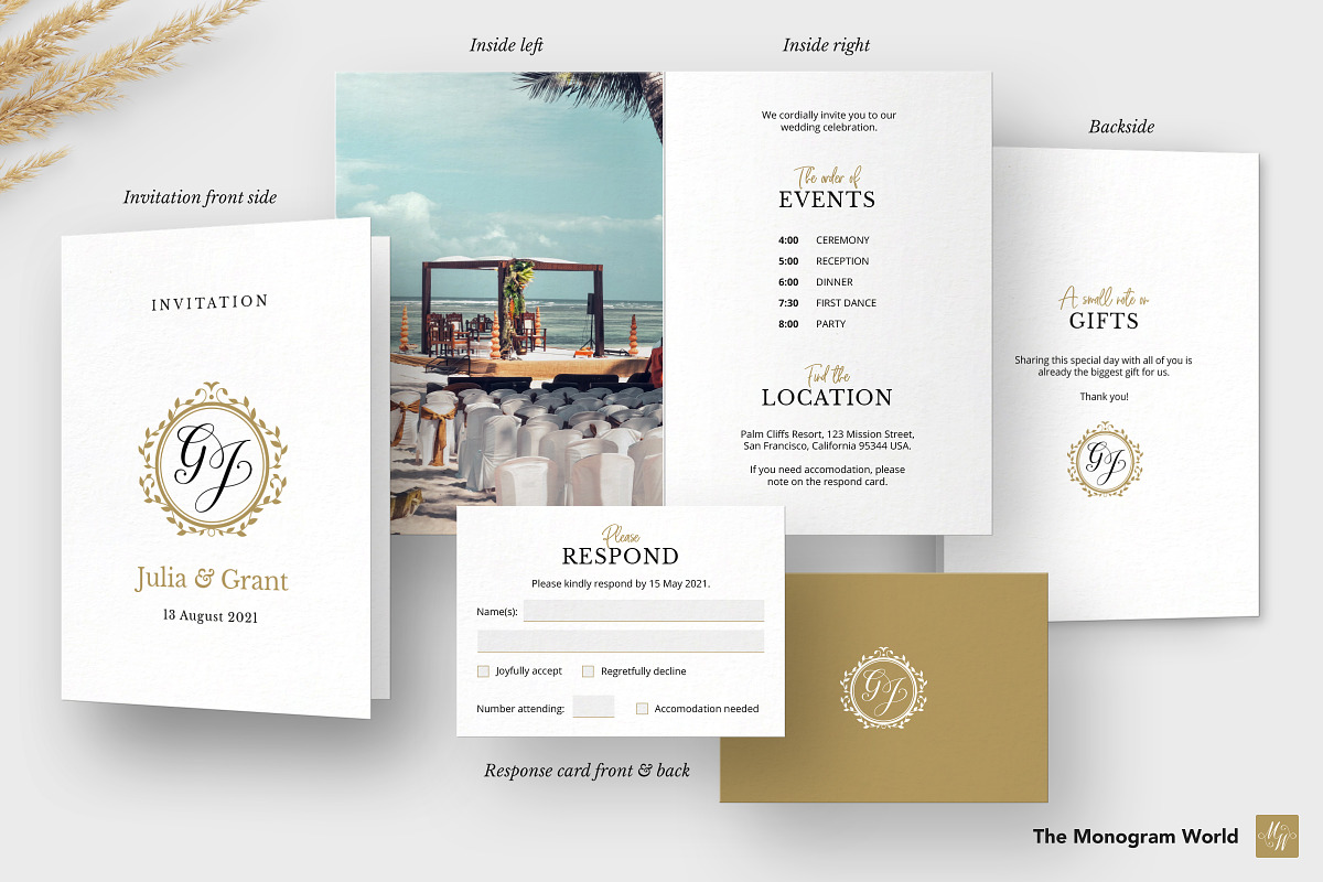 Wedding Stationery Suite, an Invitation Template by Monogram World (Photo 2 of 9)