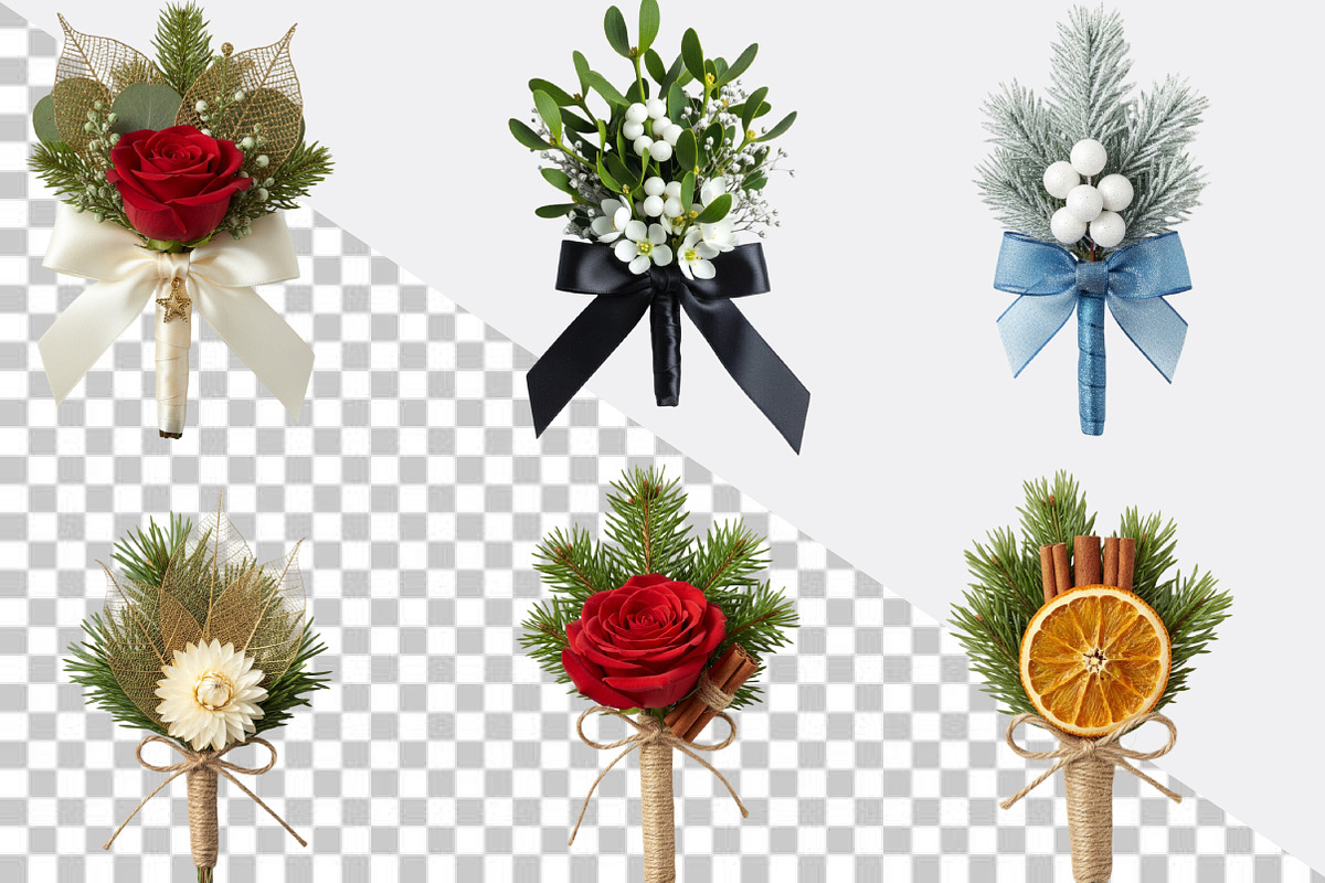 Christmas Boutonnieres Clip Art Bund, an Illustration by SVGArt (Photo 5 of 8)