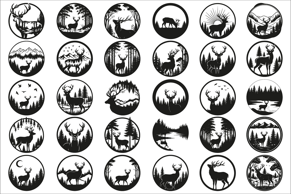Beautiful deer forest circle art, an Illustration by Amazin_art (Photo 1 of 32)