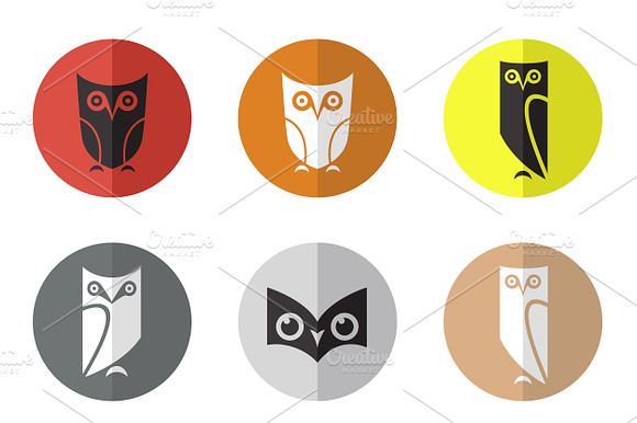 Vector group of owl in the circle preview 2
