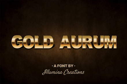Gold Aurum 3D Font - Bitmap Typeface, a Slab Serif Font by Illumina Creations