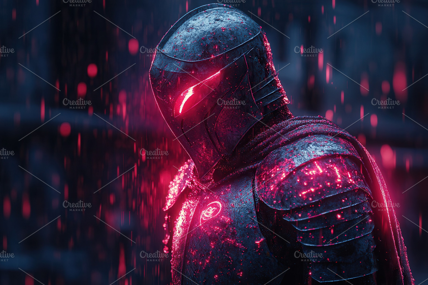 Mysterious armored figure stands und, a Photo by Tanuart