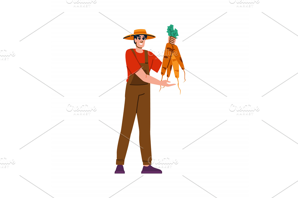 Young farmer holding freshly, a Food Illustration by pikepicture