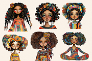 AFRO BOHO GIRLS ALL AGES CLIPART, a Person Illustration by Daring Digies (Thumbnail 3 of 10)