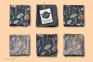 6 folded fabric swatches PSD Mockup