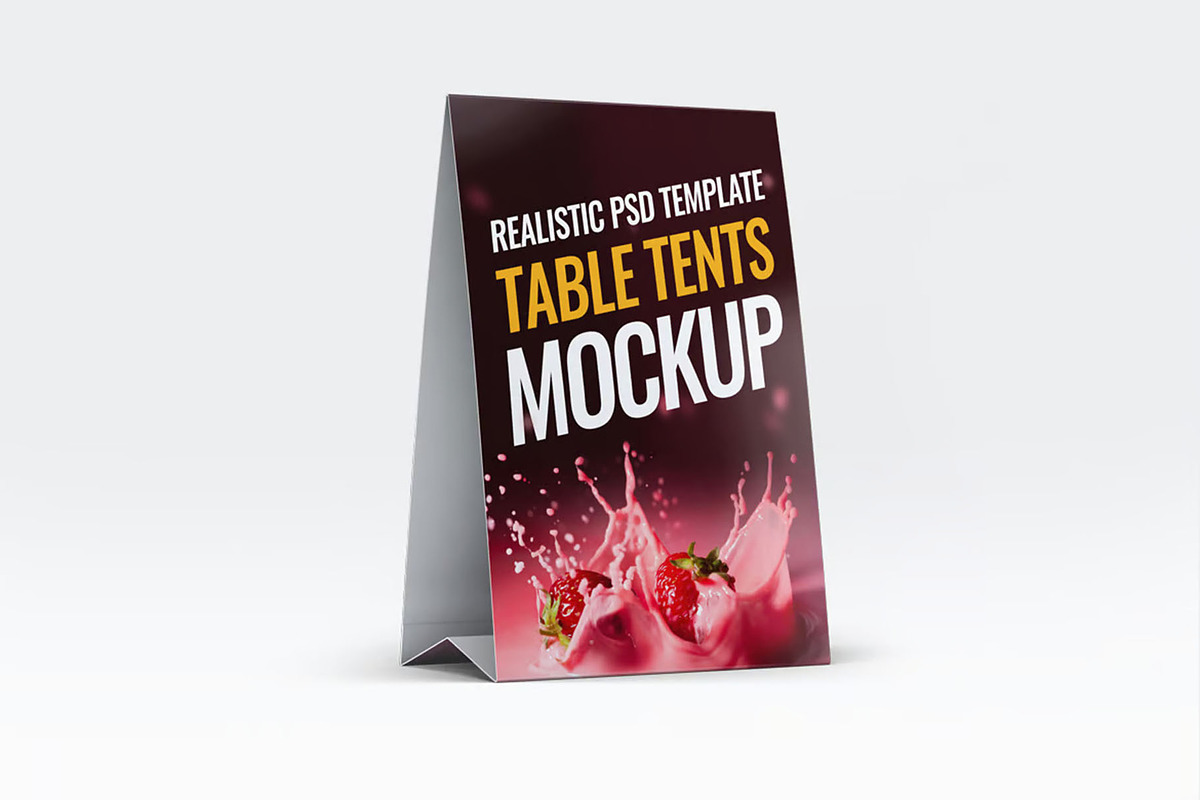 Table Tents Mock-Up, an Advertising Mockup by Se٧enStudio (Photo 4 of 6)