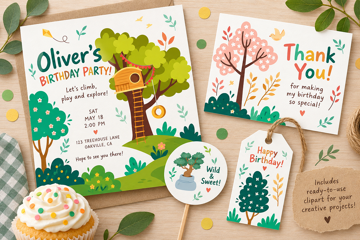 Whimsical Trees Clipart, a Decorative Illustration by Anna Studio (Photo 9 of 12)