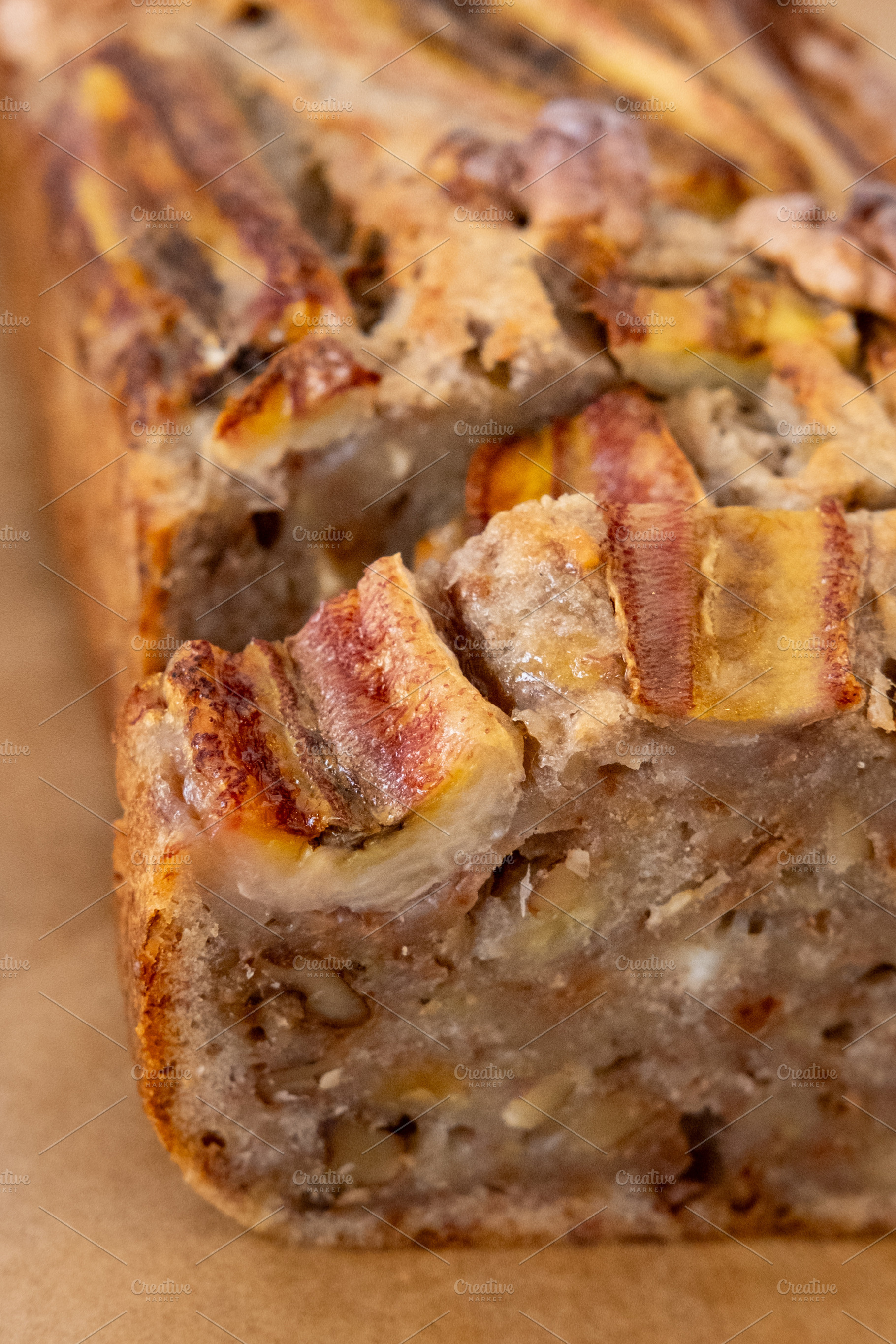 Homemade cake sweet loaf banana bread slices fruit, a Food & Drink Photo by Photo Drive Studio
